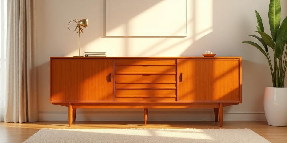 After: Lustrous, expertly restored Mid-Century Danish credenza